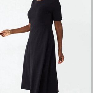 CROFT & BARROW Fit Flare Midi Stretch Jersey classic Dress black XX XXL